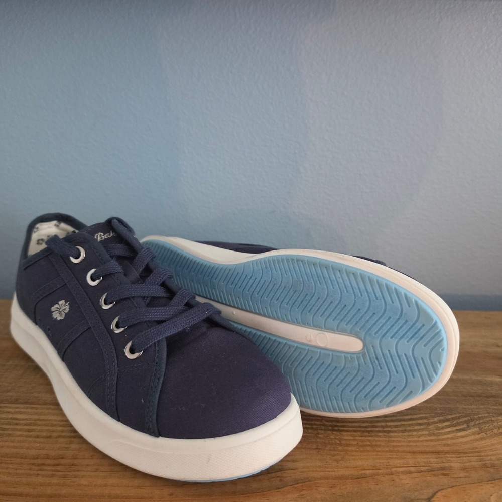 Tommy Bahama Mens Lorena Canvas Sneakers Navy Blue Lace Up Shoes 8.5